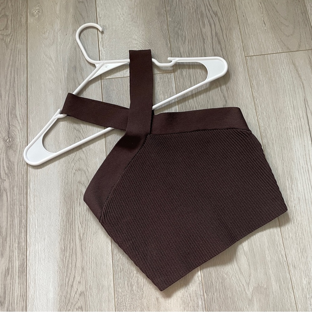 Babaton Brown Ribbed Tank Top